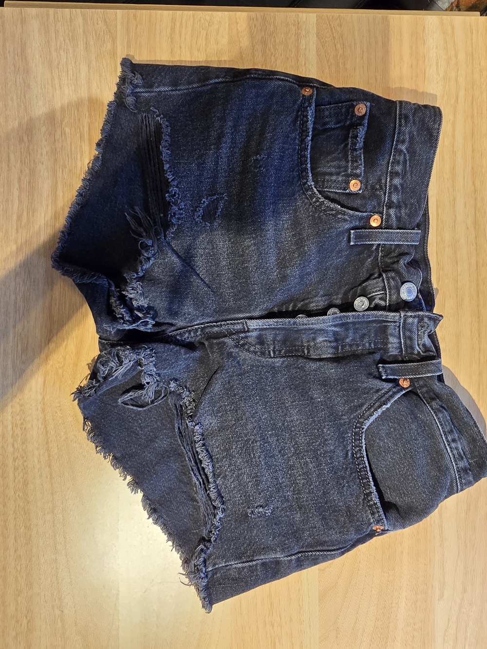 Levi's High-Waist Distressed Black Denim Shorts SZ 26W